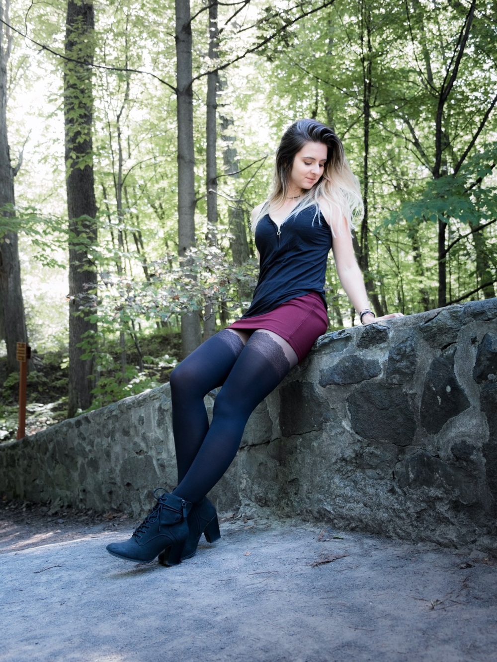 Burgundy tube skirt